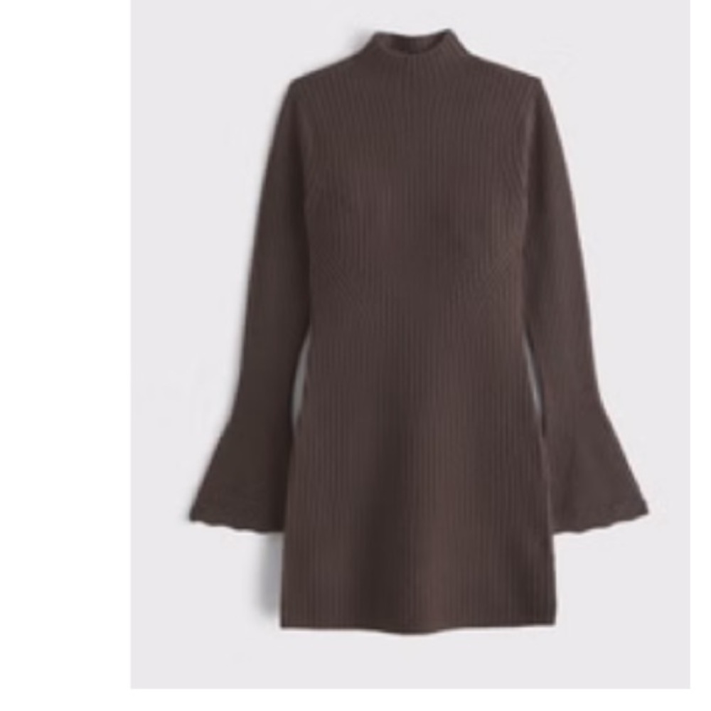 Abercrombie & Fitch Ribbed Mockneck Sweater Dress in Dark Brown